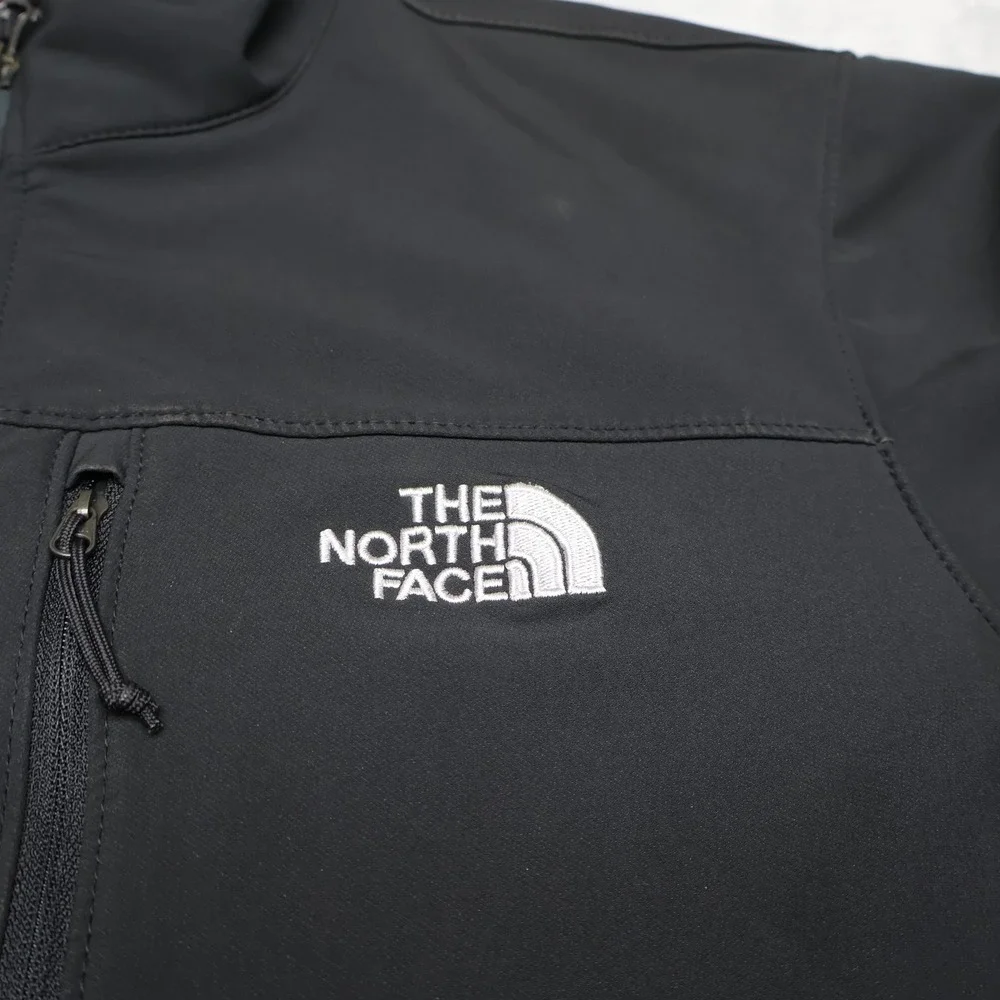 North Face Jacket Men Medium Black Apex Softshell Rain Wind Full Zip Hiking READ